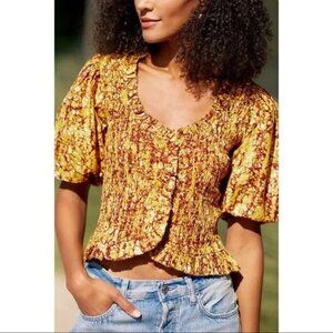 NWT Love the Label Abstract Smocked Blouse, M